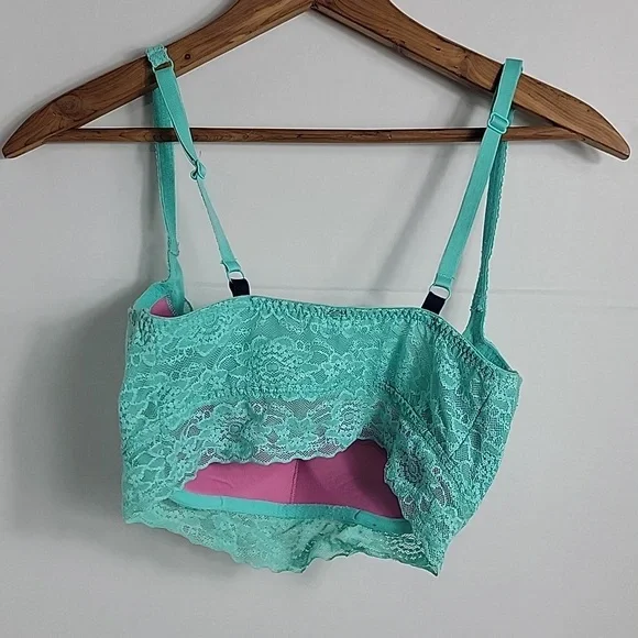 PINK Victoria's Secret Teal Lace Bralette Underwire Bra,  S(D-DD)/P(D-DD) - Picture 2 of 8
